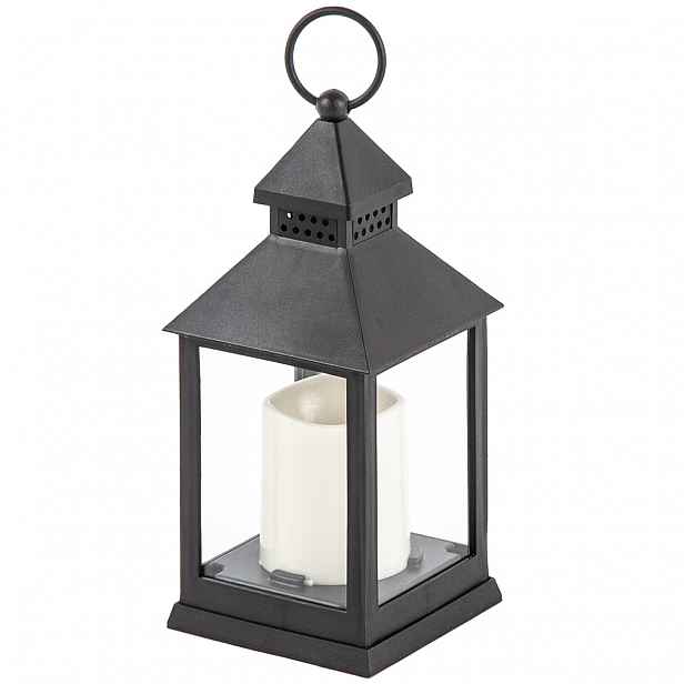 Lucerna s LED svíčkou Badalone, 23,5 cm