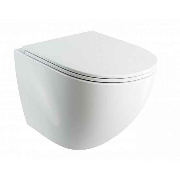 OMNIRES Ottawa Comfort - Závěsné WC se sedátkem SoftClose, Rimless, bílá OTTAWACMWBP