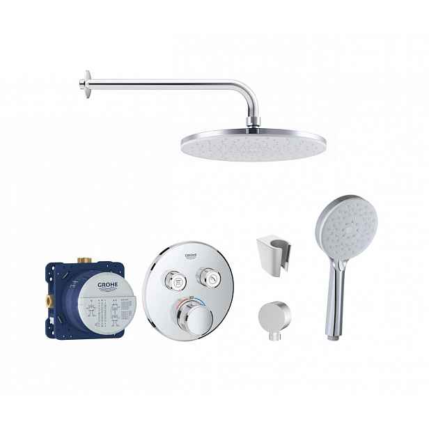 SANITINO - Sprchový set s termostatem a tělesem pod omítku Grohe, příslušenství kielle, chrom SANI21GKK002