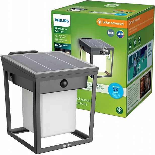 Solární Zahradní Lampa Led Philips Blaise Venkovní nástěnné svítidlo Senzor Pohybu