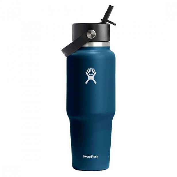 Tepelně izolovaná láhev, nerezová ocel, 950 ml, "Wide Straw", Indigo -