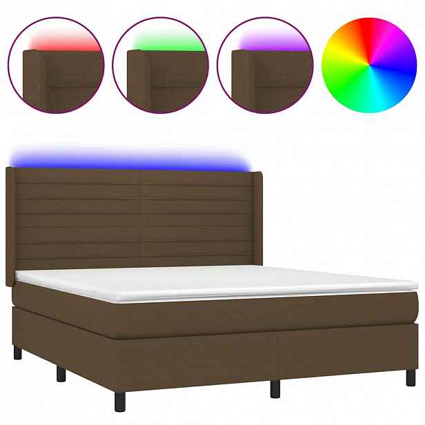 vidaXL LED box pružinová postel s čelo textil