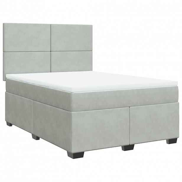 vidaXL Box spring postel s matrací světle šedá 140x200 cm samet