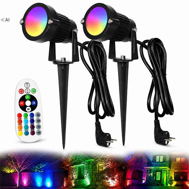 2KS Zahradní Reflektor Zapichovací špíz černý IP65 Led Rgb