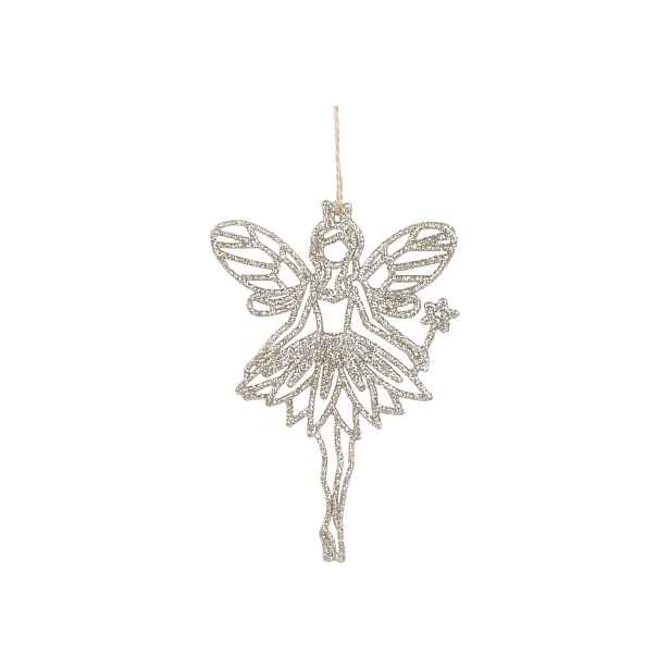 Champagne vánoční dekorace víla Fairy glitter - 9*14 cm Chic Antique