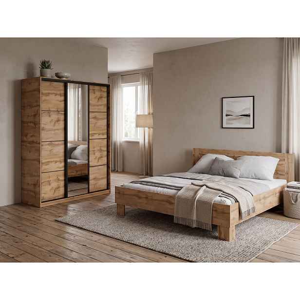 Ložnice NEJBY BARNABA PREMIUM 150 s postelí 180x200 cm s vyšším čelem, dub wotan