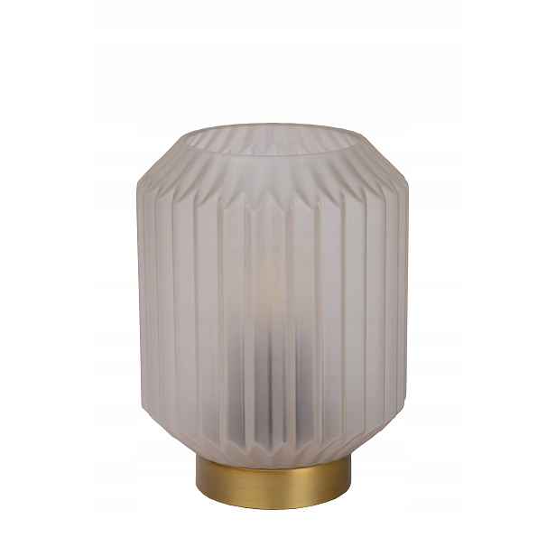 Skleněná stolní lampa bílá zlatá glamour ozdobná do ložnice Lucide