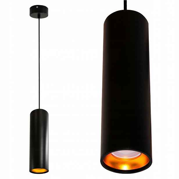 Závěsná Led stropní lampa Zwis Tuba Moderní lustr GU10 Černá