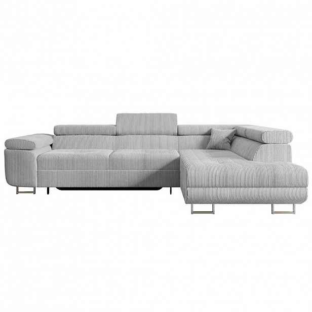 ALTDECOR ROHOVÁ SEDACÍ SOUPRAVA s funkcí lůžka a úložným prostorem GUSA-L 272x202x107 cm šedá manšestr