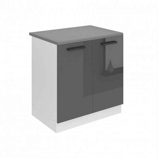 B BELINI GROUP SKŘÍŇKA POD DŘEZ 80 cm SDZ s pracovní deskou, s 2 dvířky, Stříbrná lesklá