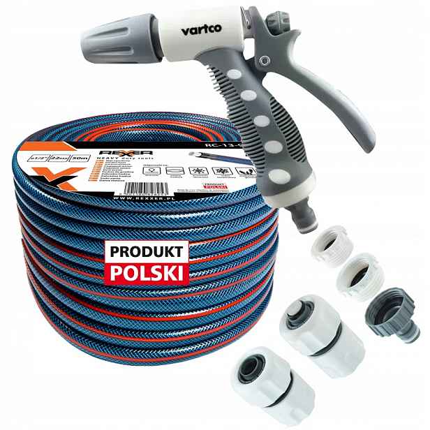 Hadice 1/2" 50 m 4 Vrstvená Spojky Pistole Polský Výrobek