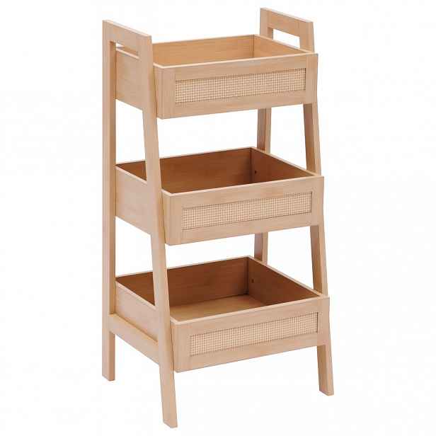 Koupelnový regál 3-úrovňový béžový Cane do koupelny, moderní, elegantní