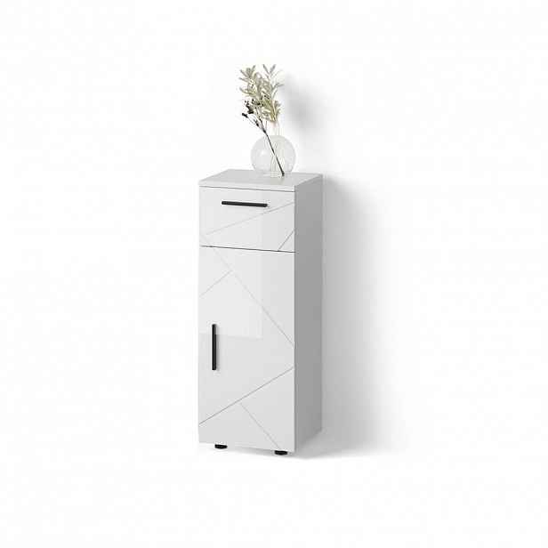 Livinity® STŘEDNÍ SKŘÍŇKA Ronco Bílá vysoký lesk 30 x 81 cm
