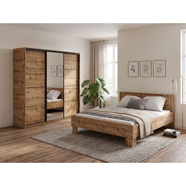 Ložnice NEJBY BARNABA PREMIUM 200 s postelí 160x200 cm s vyšším čelem, dub wotan