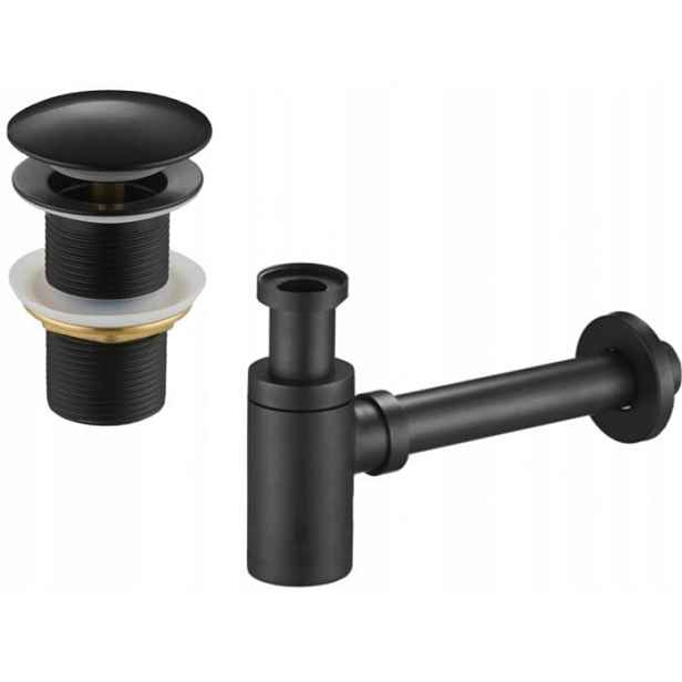 MEXEN - Umyvadlový sifon s výpustí click-clack bez přepadu, černý 7991050-70