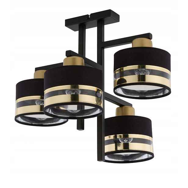 Stropní svítidlo 4-bodová, moderní, černá, zlatá 4xE27 Sigma Lighting