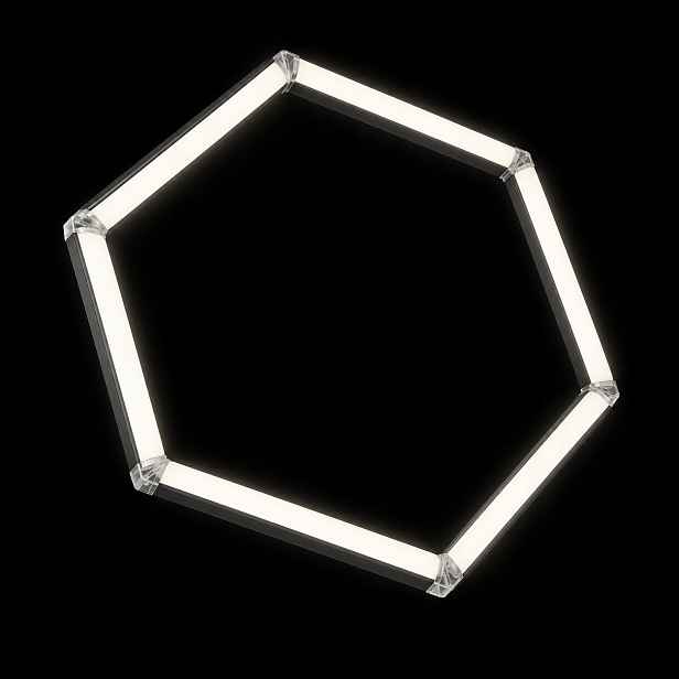 Led dílenská lampa černá HEX1 42W 4000K stropní panel 92x79 Cm