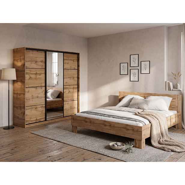 Ložnice NEJBY BARNABA PREMIUM 200 s postelí 180x200 cm s vyšším čelem, dub wotan