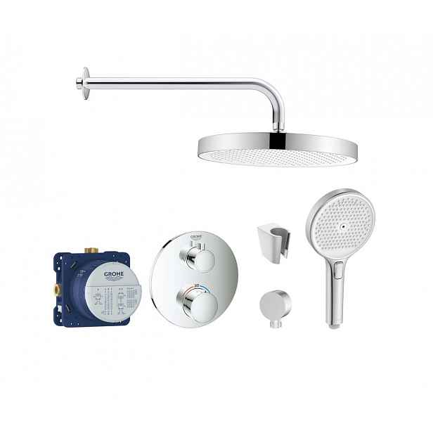 SANITINO - Sprchový set s termostatem a tělesem pod omítku Grohe, příslušenství kielle, chrom SANI21GKK005