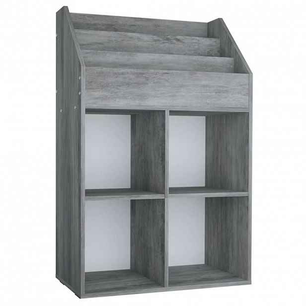 vidaXL Dětský regál na časopisy betonově šedý 71x30x114 cm kompozit