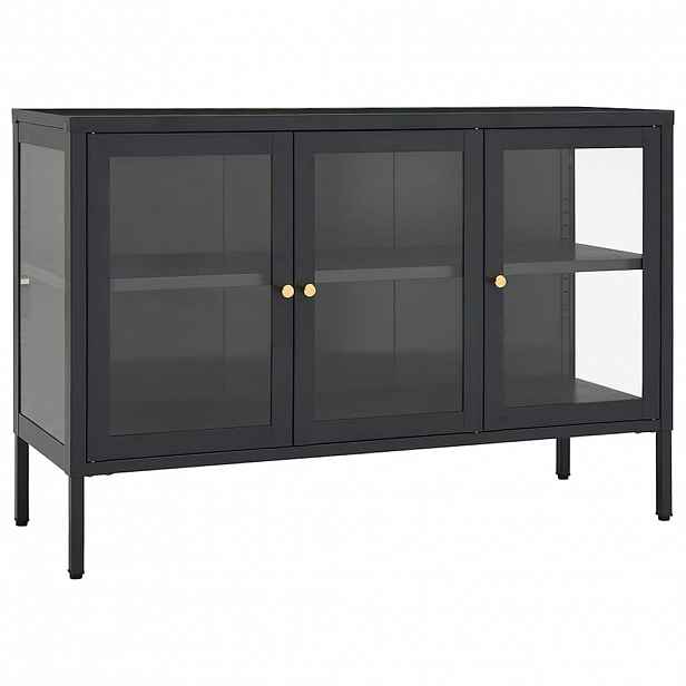 vidaXL Příborník antracitový 105 x 35 x 70 cm ocel a sklo