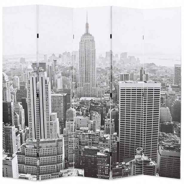 vidaXL Skládací paraván 200 x 170 cm New York by Day černobílý