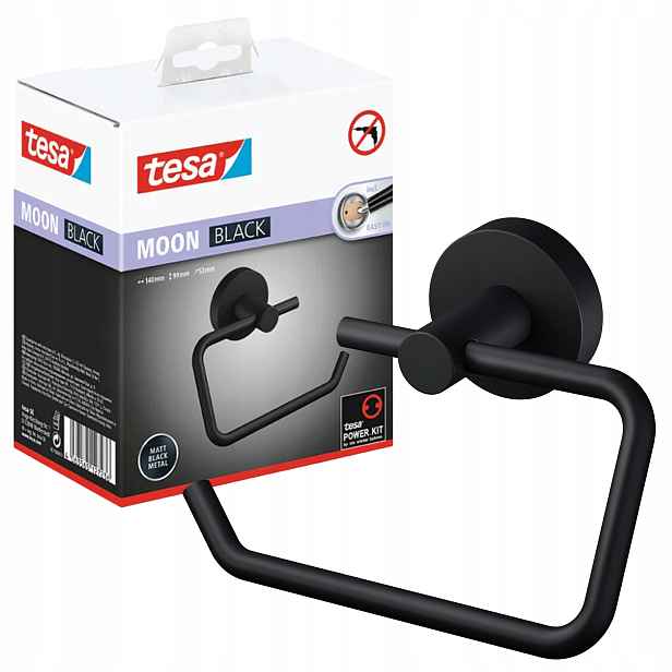 Držák na toaletní papír Samolepicí Závěsný Tesa Moon Black Kovový
