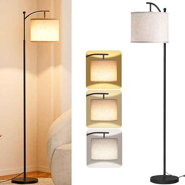 Lampa Stojící Lampa S Regulací Podlahy Jutová E27 155 CM Loft Pro Čtení