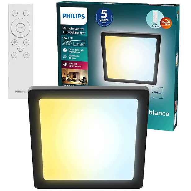 Stropní Svítidlo Led Stropní Svítidlo 17W Cct Čtvercový panel Dálkový Ovladač Valen Philips