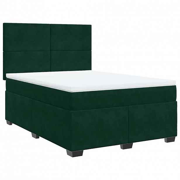 vidaXL Box spring postel s matrací tmavě zelená 140x200 cm samet