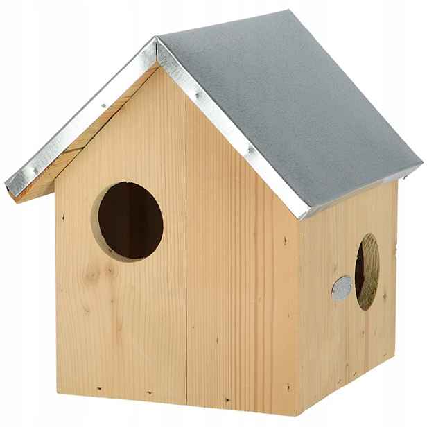 Domeček pro veverku Tři otvory Dřevěná Hnízdní Budka Eco 29 Cm
