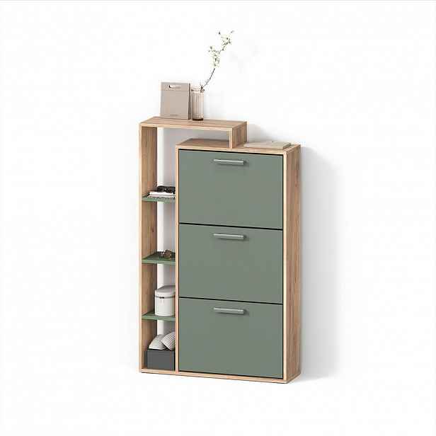 Livinity® BOTNÍK Ortello Dub Goldkraft/zelená 80 x 128.3 cm se 3 přihrádkami