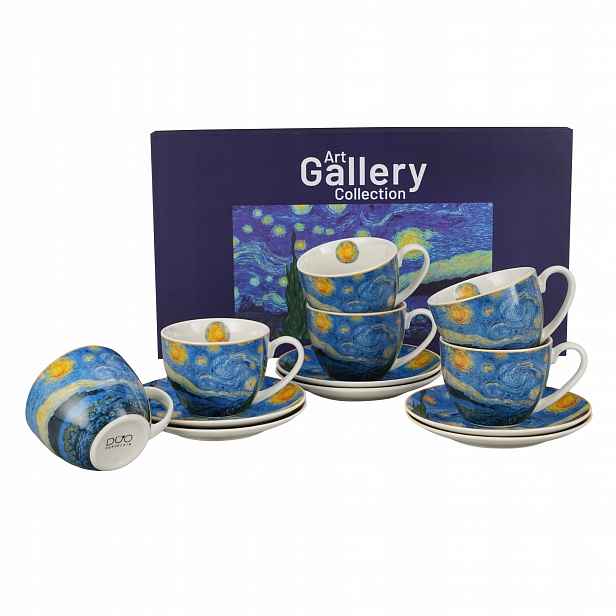 Šálky Starry Night 6 ks s podšálky Van Gogh porcelán 280 ml