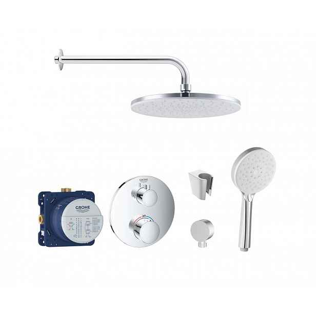 SANITINO - Sprchový set s termostatem a tělesem pod omítku Grohe, příslušenství kielle, chrom SANI21GKK006