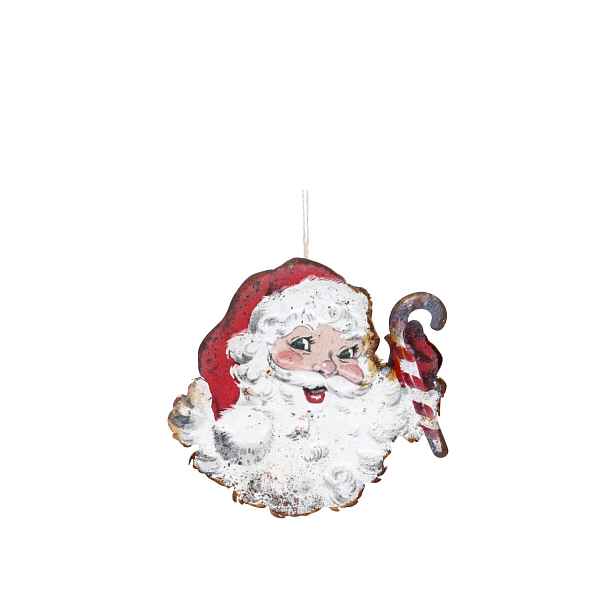 Vánoční kovová závěsná dekorace Santa Vintage - 16*16 cm Chic Antique