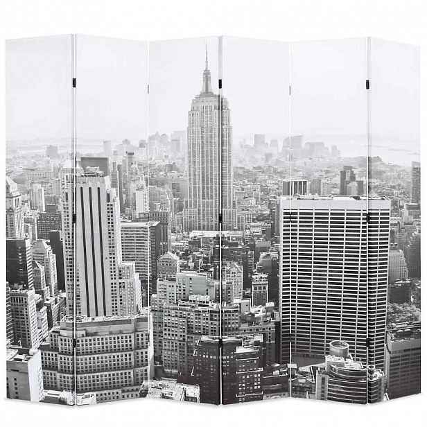 vidaXL Skládací paraván 228 x 170 cm New York by Day černobílý