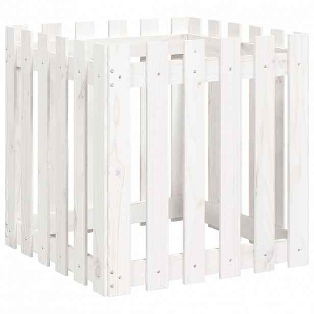 vidaXL Zahradní truhlík plotový design bílý 60x60x60 cm masiv borovice