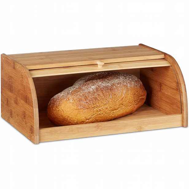 Bambusový chlebník Relaxdays přírodní 40x27,5x16,5 cm, roletový, obdélníkový