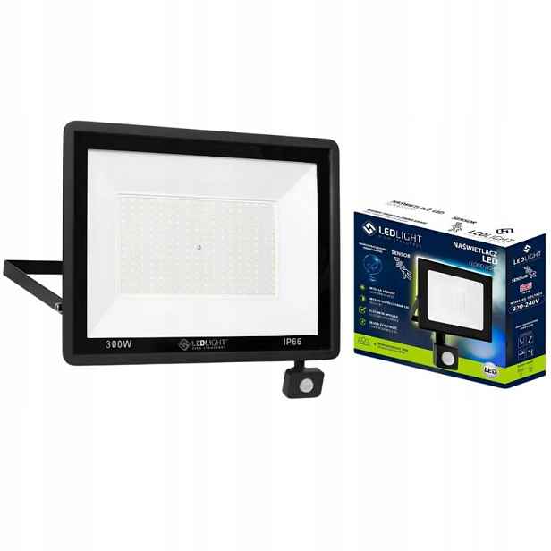 Halogenová Led Lampa 300W 27000LM IP66 Pohybový Senzor 6500K
