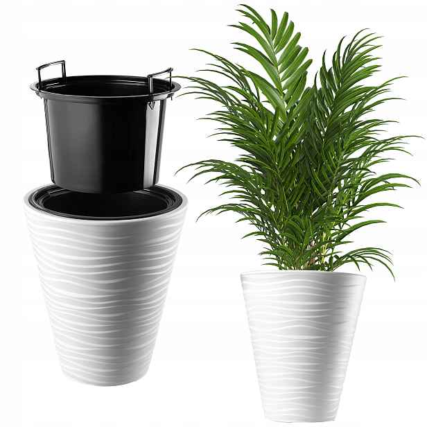 Květináč Květináč 30 cm Obal S Vložkou Květinový Bílý Plast