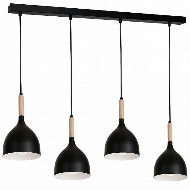 Závěsná stropní lampa Noak Wood Černá Hnědá 4xE27 moderní do obývacího pokoje