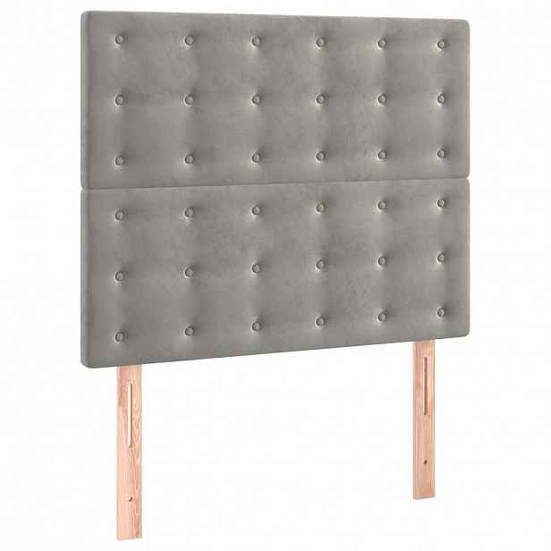 vidaXL Čelo postele světle šedé 90x5x118/128 cm sametové