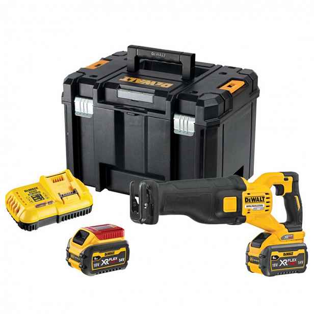 DeWALT - 54V AKU mečová pila, 2x aku 9,0 Ah FLEXVOLT, nabíječka DCS389X2