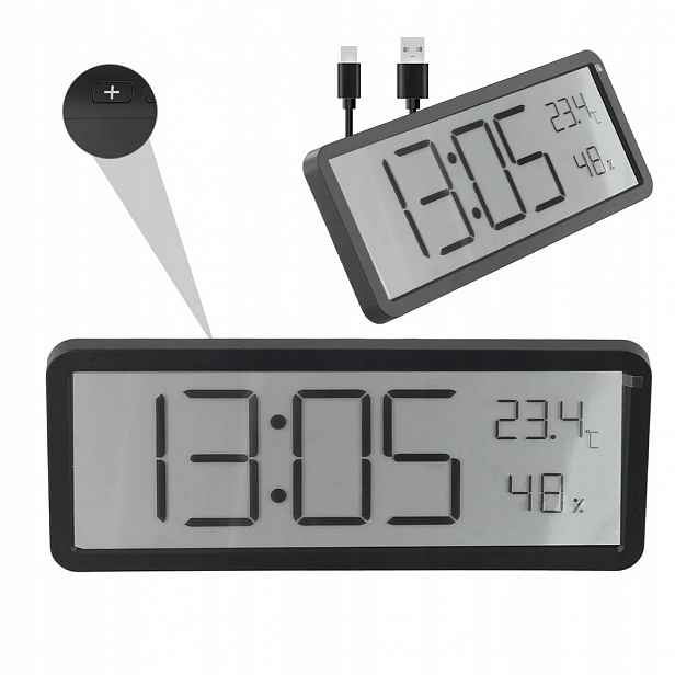 Hodiny Digitální S Teplotou Datum Vlhkosti Usb LCD Kabel