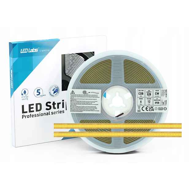 Led pásek LL 12V 2640LED Cob 6500K 6W Ra90 IP20 Free Cut Libovolné Řezání 5 m