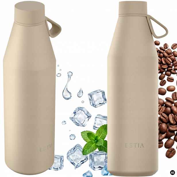 Termální Láhev béžová 800 ml na studené horké nápoje Láhev Na Pití vzduchotěsná Termoska