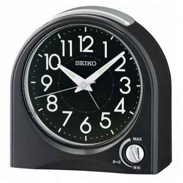 Velký Čitelný Černý Budík Seiko QHE204K S Regulací Hlasitosti Alarmu