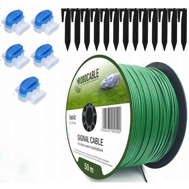 Kabel pro omezení robotické sekačky Sada 50 m Špendlíky Robocable