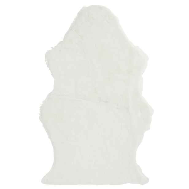 Bílá chlupatá umělá kožešina Pelt - 95*60 cm J-Line by Jolipa