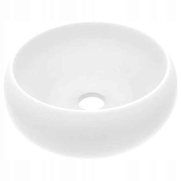 Kulaté keramické umyvadlo, matná bílá barva, 400 x 150 mm